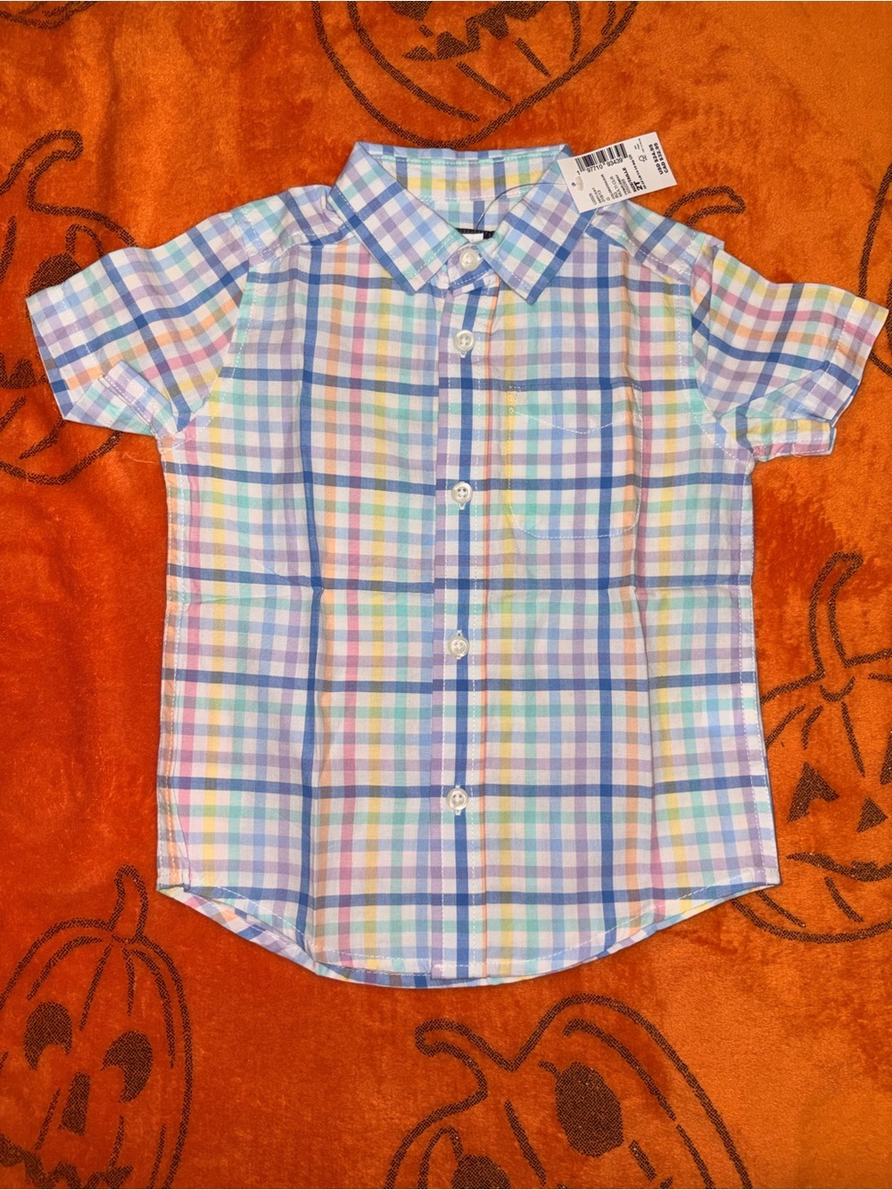 ‘The Children’s Place’ Boys Plaid Short-Sleeve Button-Up Shirt - Multi Pastel